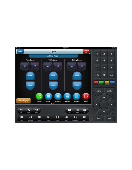 Страница меню приложения URC CC Mobile™ для iOS горизонтально