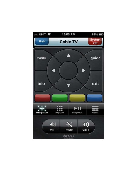 Страница меню приложения URC CC Mobile™ для iOS вертикально