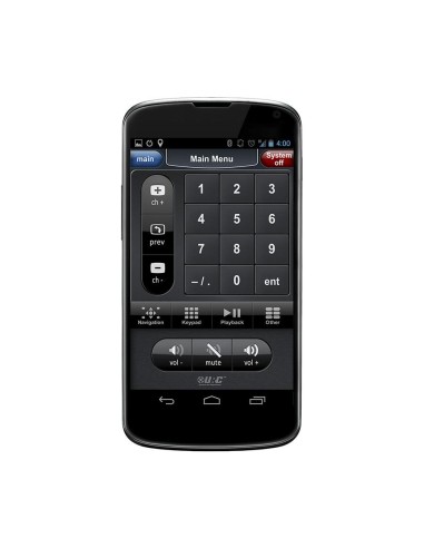 Страница меню приложения URC CC Mobile™ для Android вертикально