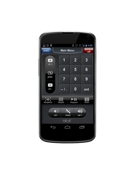 Страница меню приложения URC CC Mobile™ для Android вертикально