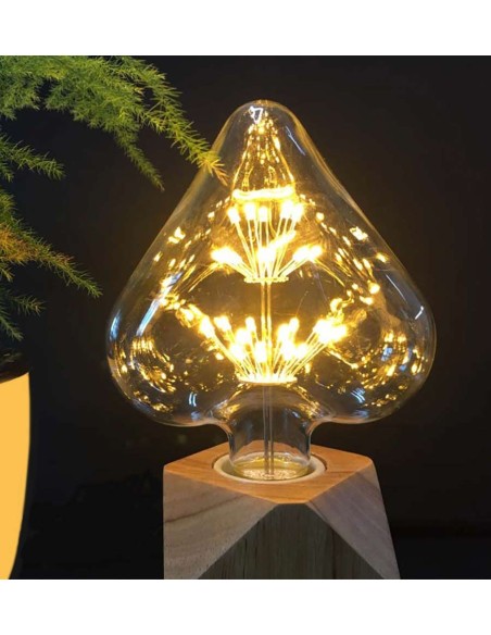 Пример свечения светодиодной декоративной лампы Heart Firework E27 3W 2200K