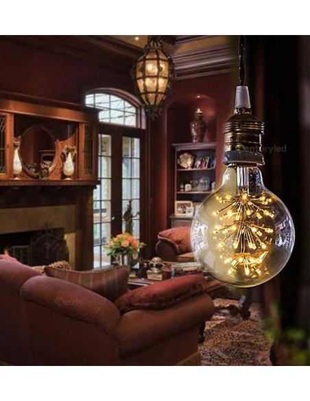 Пример свечения светодиодной декоративной лампы G95 Firework E27 3W 2200K