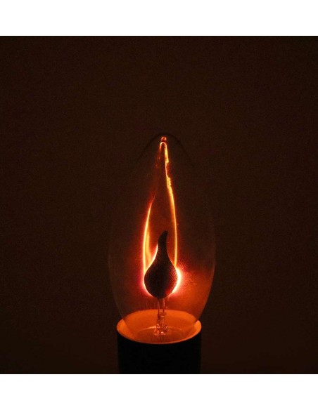Пример свечения светодиодной лампы мерцающий огонь C35 Flicker Fire E14 3W