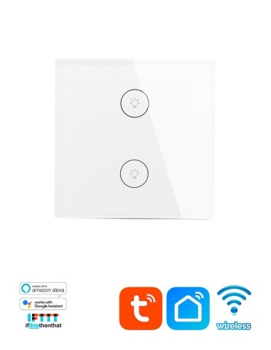 Настенный 2-канальный WiFi выключатель Tuya Smart WF-WS02 White