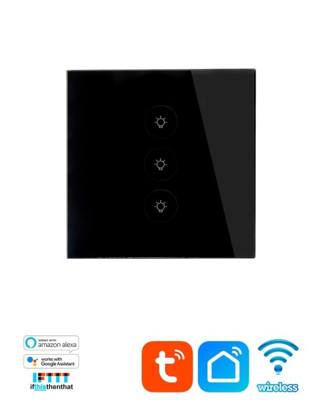 Настенный 3-канальный WiFi выключатель Tuya Smart WF-WS03 Black
