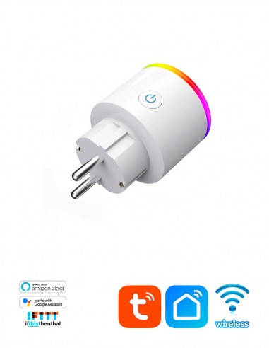 Розеточный WiFi выключатель счетчик энергии Tuya Smart RGB Plug