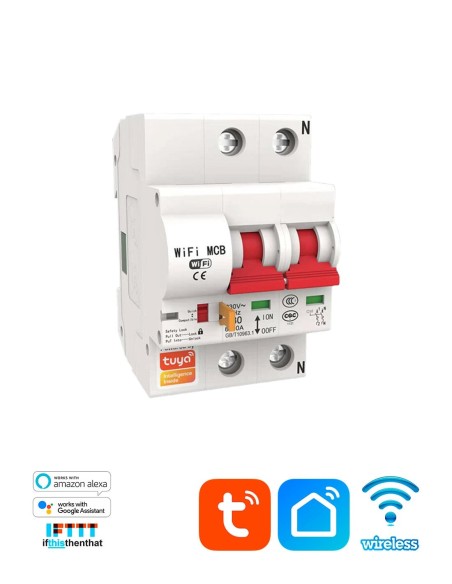1 Фаза 2 канала автоматический WiFi выключатель Tuya Smart Circuit Breaker