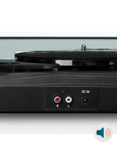 Проигрыватель виниловых пластинок с встроенной акустикой Lenco LS-10 Черное дерево сзади