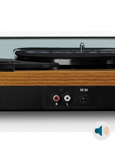 Проигрыватель виниловых пластинок с встроенной акустикой Lenco LS-10 Буковое дерево сзади