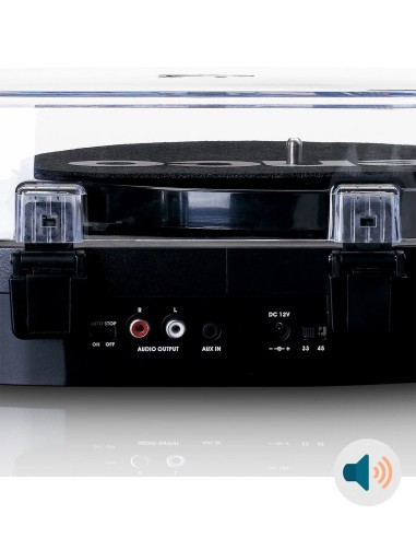 Проигрыватель виниловых пластинок с встроенной акустикой Lenco LS-40 Черное дерево сзади