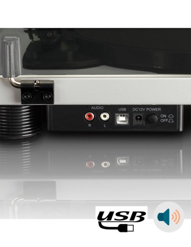 Проигрыватель виниловых пластинок с встроенной акустикой Lenco LS-50 Серый сзади