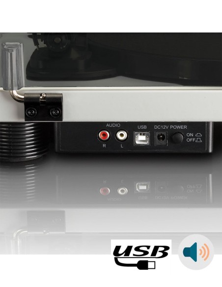 Проигрыватель виниловых пластинок с встроенной акустикой Lenco LS-50 Серый сзади