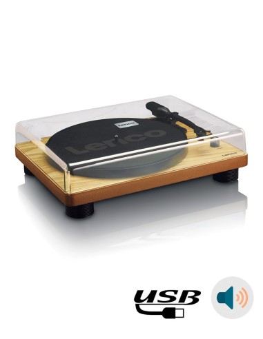 Проигрыватель виниловых дисков с встроенной акустикой Lenco LS-50 Beech Wood сверху