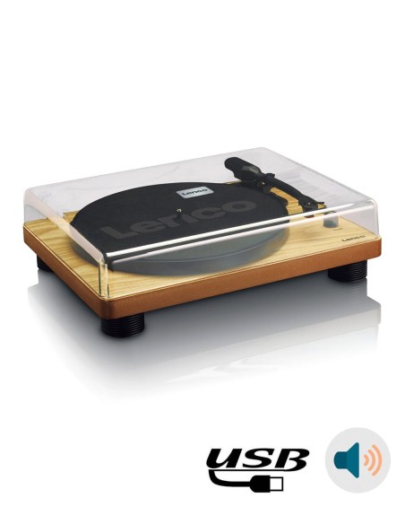Проигрыватель виниловых дисков с встроенной акустикой Lenco LS-50 Beech Wood сверху