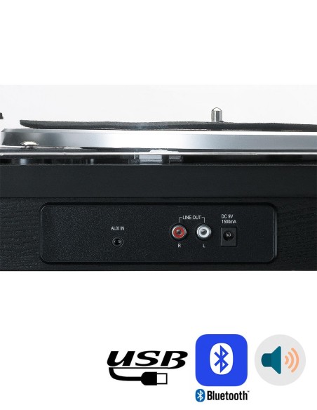 Проигрыватель виниловых пластинок с встроенной акустикой Lenco LS-55 Черное дерево сзади