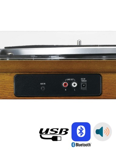 Проигрыватель виниловых пластинок с встроенной акустикой Lenco LS-55 Ореховое дерево сзади