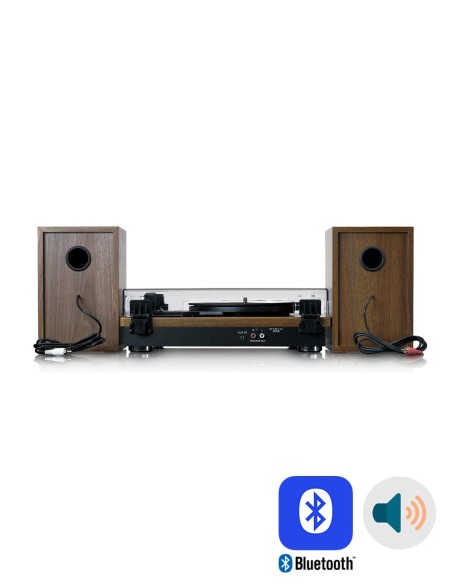 Проигрыватель виниловых пластинок с внешней акустикой Lenco LS-100 Дерево дуб сзади