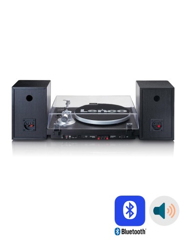 Проигрыватель виниловых пластинок с внешней акустикой Lenco LS-500 Черное дерево сзади