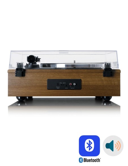 Проигрыватель виниловых пластинок с встроенной акустикой Lenco LS-410 Ореховое дерево сзади