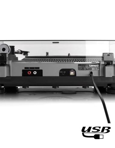 Проигрыватель виниловых пластинок с USB Lenco L-3808 Матовый серый сзади
