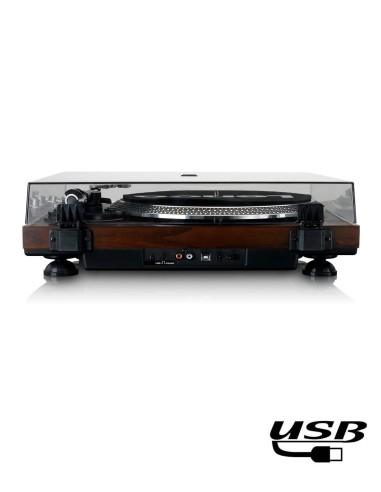 Проигрыватель виниловых пластинок с встроенной акустикой Lenco L-92 Ореховое дерево сзади