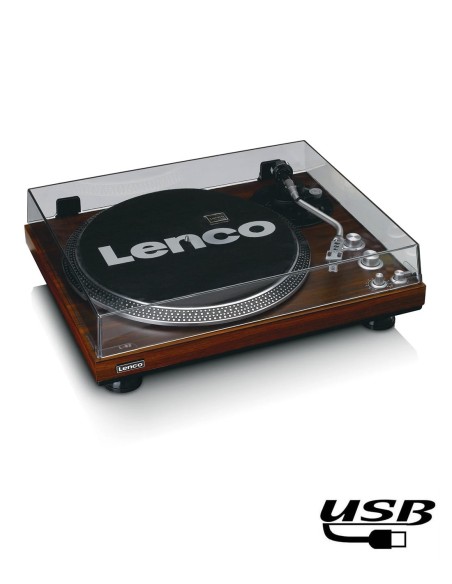 Проигрыватель виниловых дисков с встроенной акустикой Lenco L-92 Walnut Wood сверху