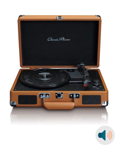 Проигрыватель виниловых пластинок с встроенной акустикой Lenco TT-10 Коричневая кожа