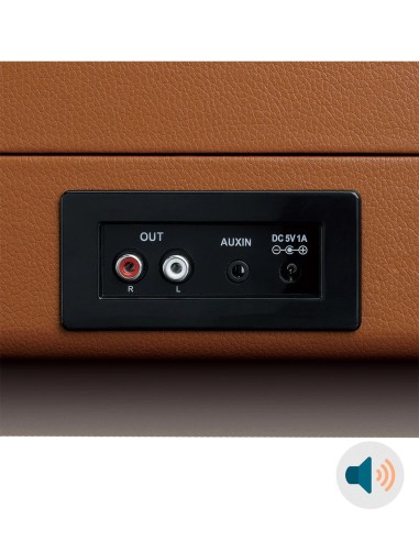 Проигрыватель виниловых пластинок с встроенной акустикой Lenco TT-10 Коричневая кожа сзади