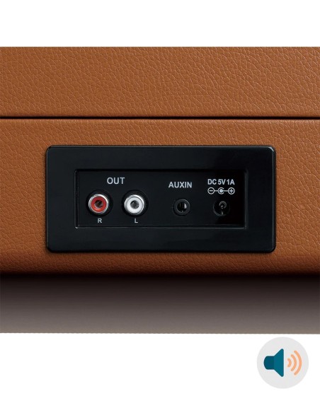 Проигрыватель виниловых пластинок с встроенной акустикой Lenco TT-10 Коричневая кожа сзади