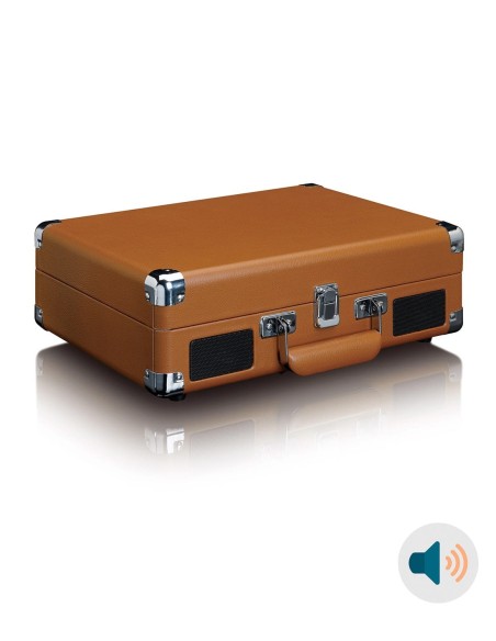 Проигрыватель виниловых дисков с встроенной акустикой Lenco TT-10 Brown leather сверху