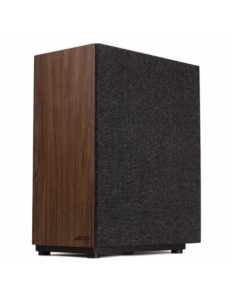 Активный сабвуфер Jamo S 810 SUB Walnut сбоку с грилем