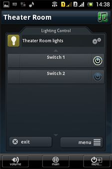 Управление Освещением в меню URC Mobile