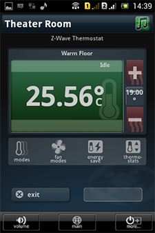 Управление Климатом в меню URC Mobile