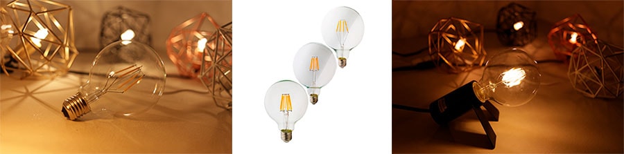 Диммируемая LED filament лампа G125 Retro E27 4W 6W 8W