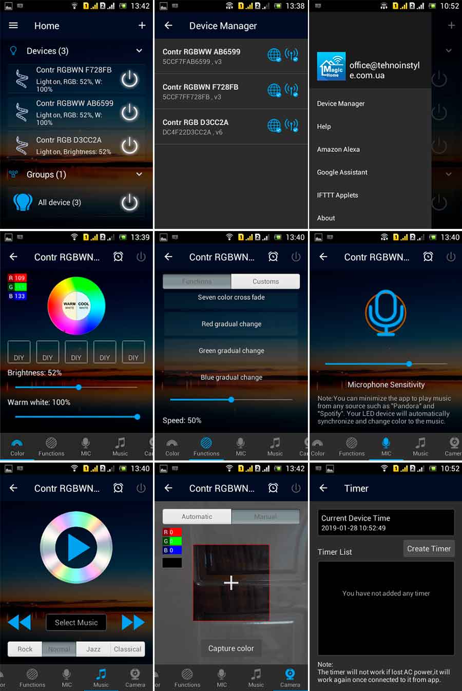 Приложение Magic Home контроллера SPI Pixel LED лент 12V DC