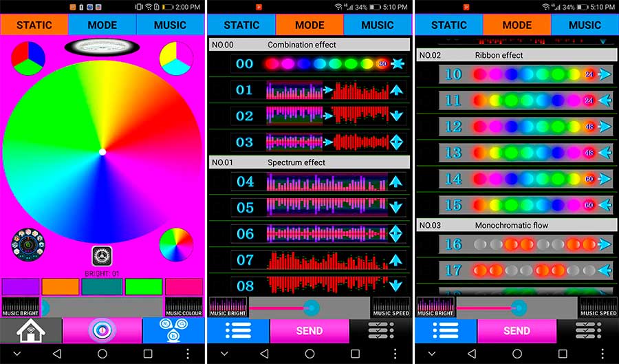 Приложение Viais-LED SPI контроллера VSS-02-2K Режимы