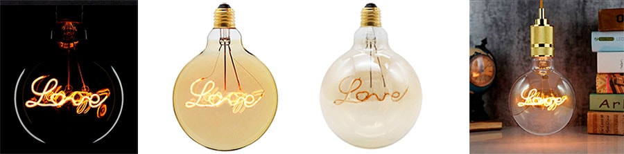 Дизайнерская LED filament лампа G125 Design LOVE E27 4W 2200K