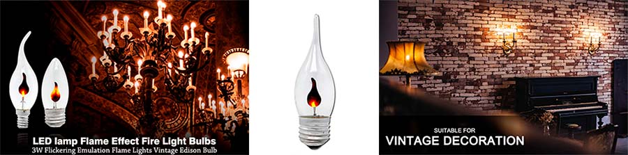 Мерцающая декоративная LED лампа C35L Flicker Candle E27 3W