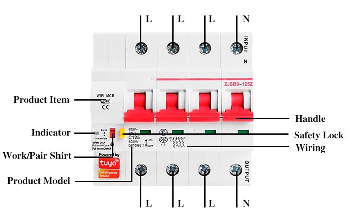 Подключение 3 Фазы 4 канала WiFi выключателя-автомата Tuya Smart Circuit Breaker к электросети