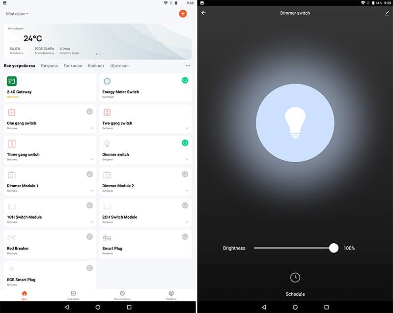 1 канальный Wi-Fi диммер Tuya Smart WF-DS01 в приложении Tuya Smart®